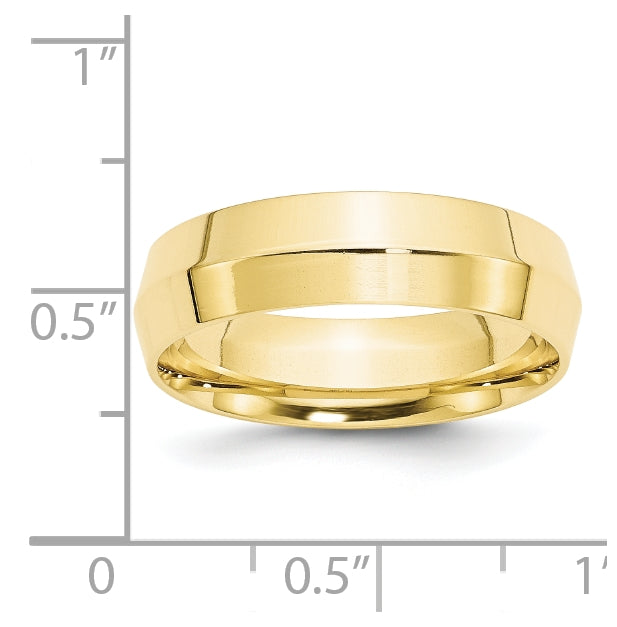 10k Yellow Gold 6mm Knife Edge Comfort Fit Wedding Band Size 5.5
