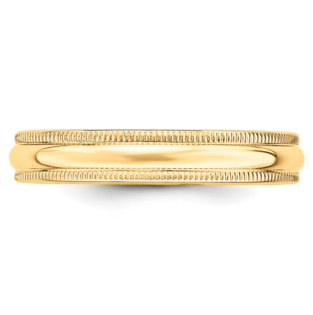 10k Yellow Gold 4mm Milgrain Half Round Wedding Band Size 5.5