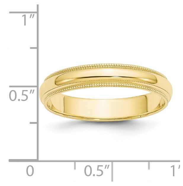 10k Yellow Gold 4mm Milgrain Half Round Wedding Band Size 4.5