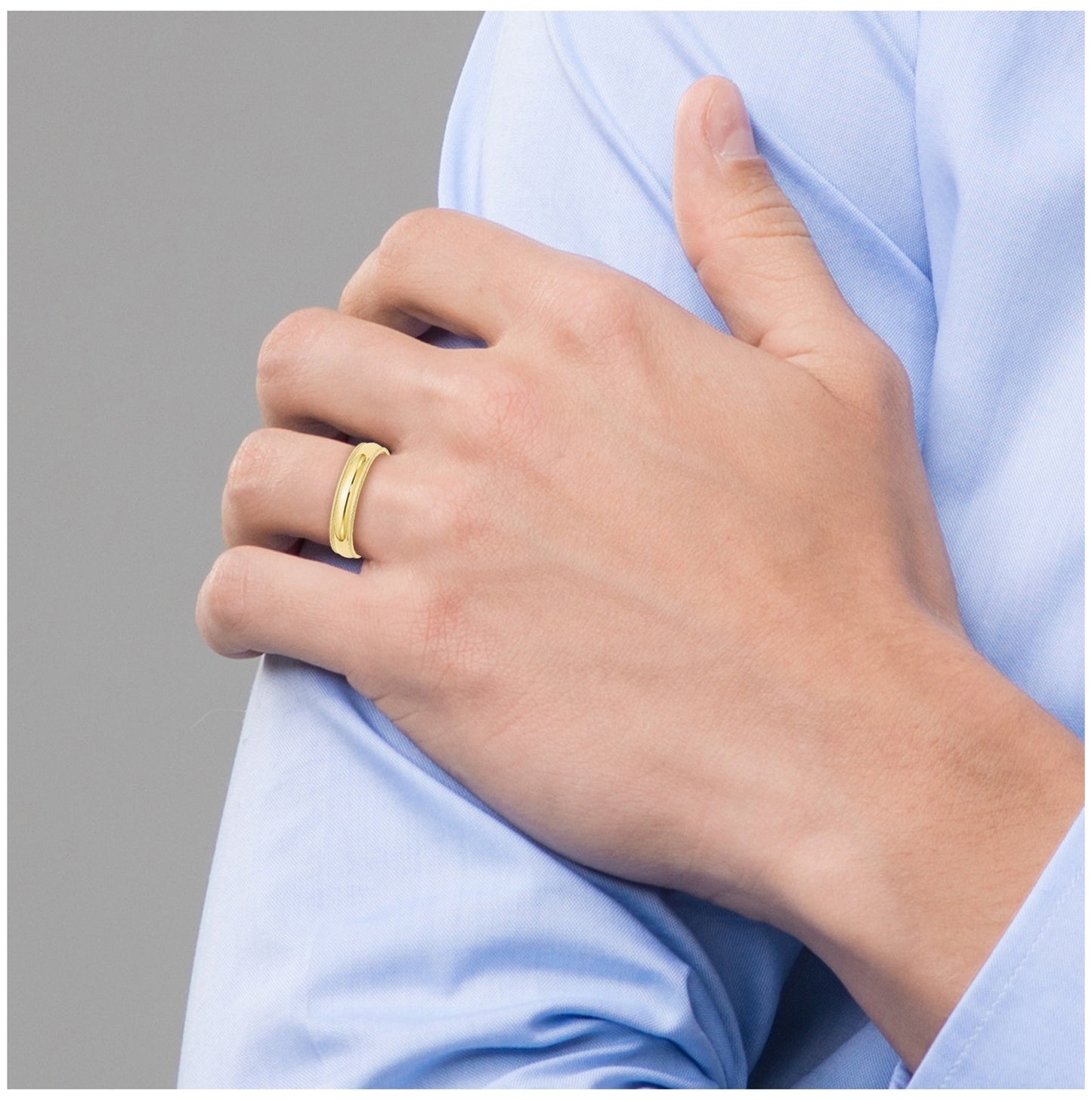 10k Yellow Gold 5mm Milgrain Half Round Wedding Band Size 5