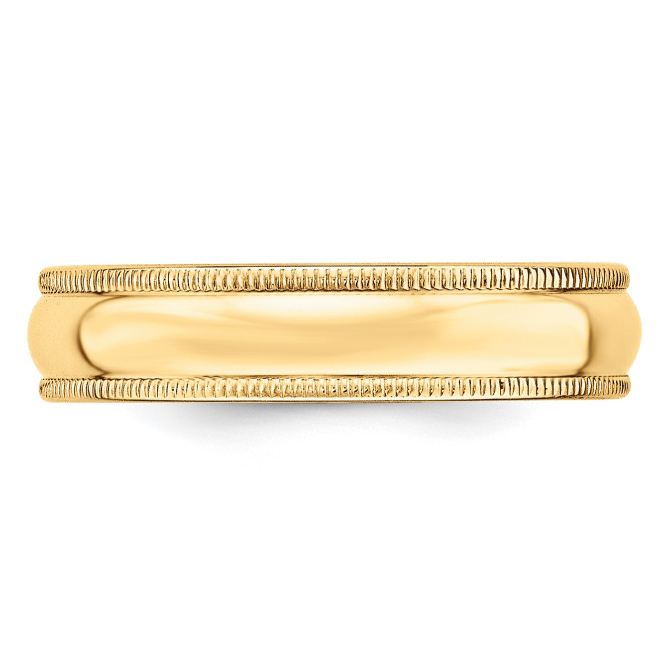 10k Yellow Gold 5mm Milgrain Half Round Wedding Band Size 5