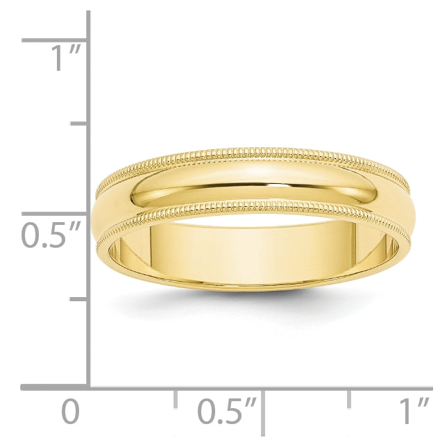 10k Yellow Gold 5mm Milgrain Half Round Wedding Band Size 5