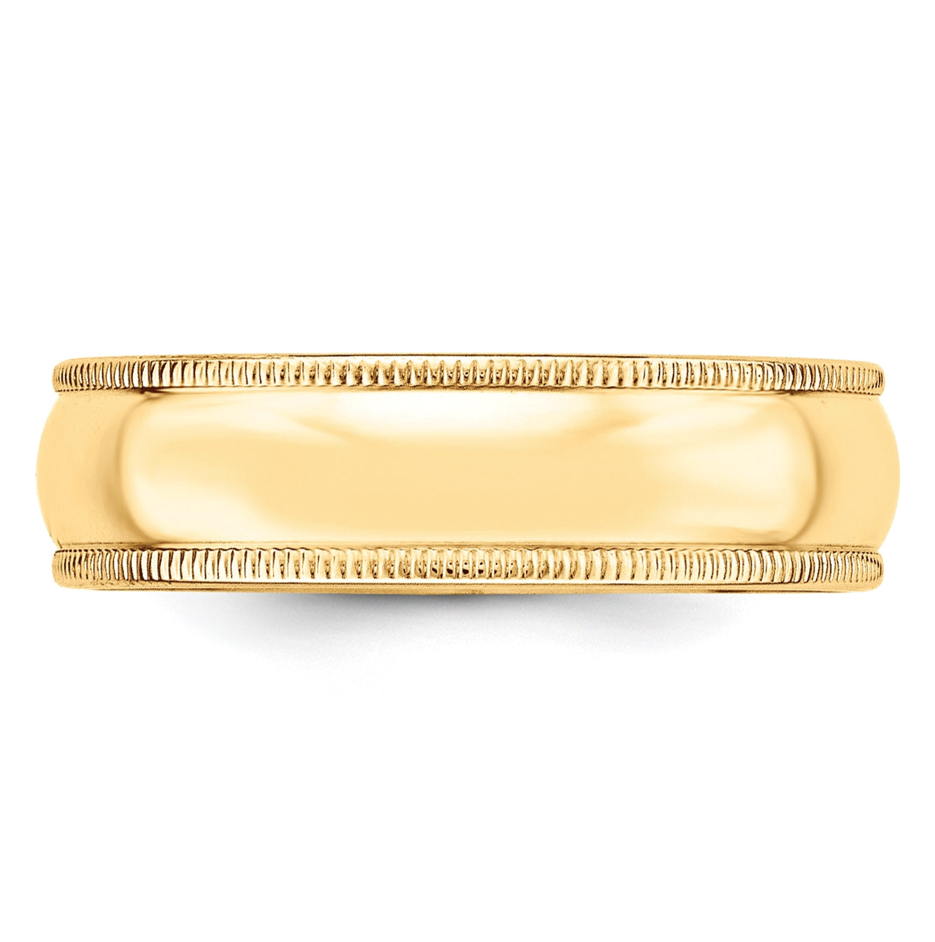 10k Yellow Gold 6mm Milgrain Half Round Wedding Band Size 5.5
