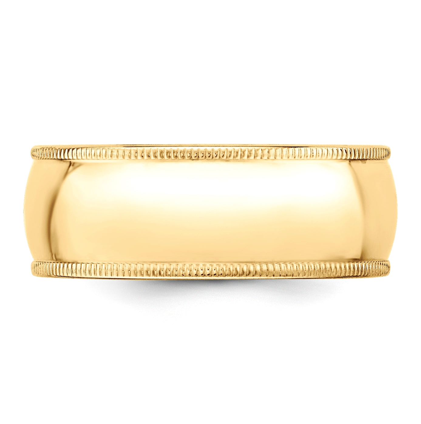 10k Yellow Gold 8mm Milgrain Half Round Wedding Band Size 5.5