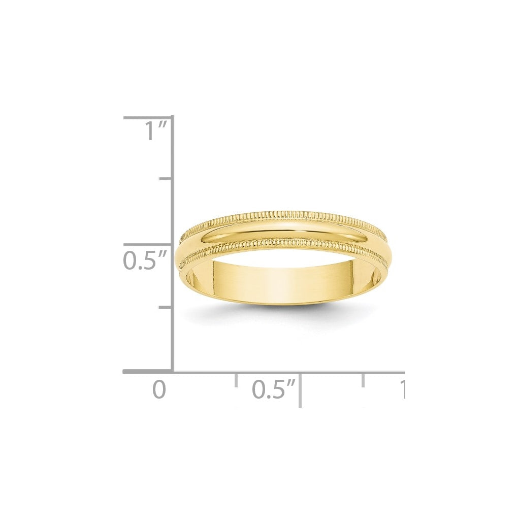 10k Yellow Or White Or Rose Gold Lightweight Milgrain Half Round Wedding Band