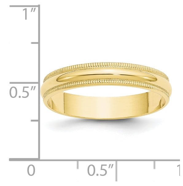 10k Yellow Gold 4mm Lightweight Milgrain Half Round Wedding Band Size 5.5