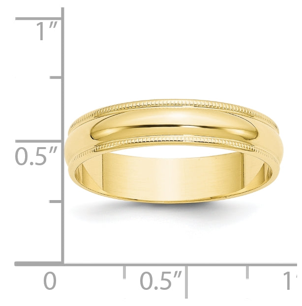 10k Yellow Gold 5mm Lightweight Milgrain Half Round Wedding Band Size 4.5