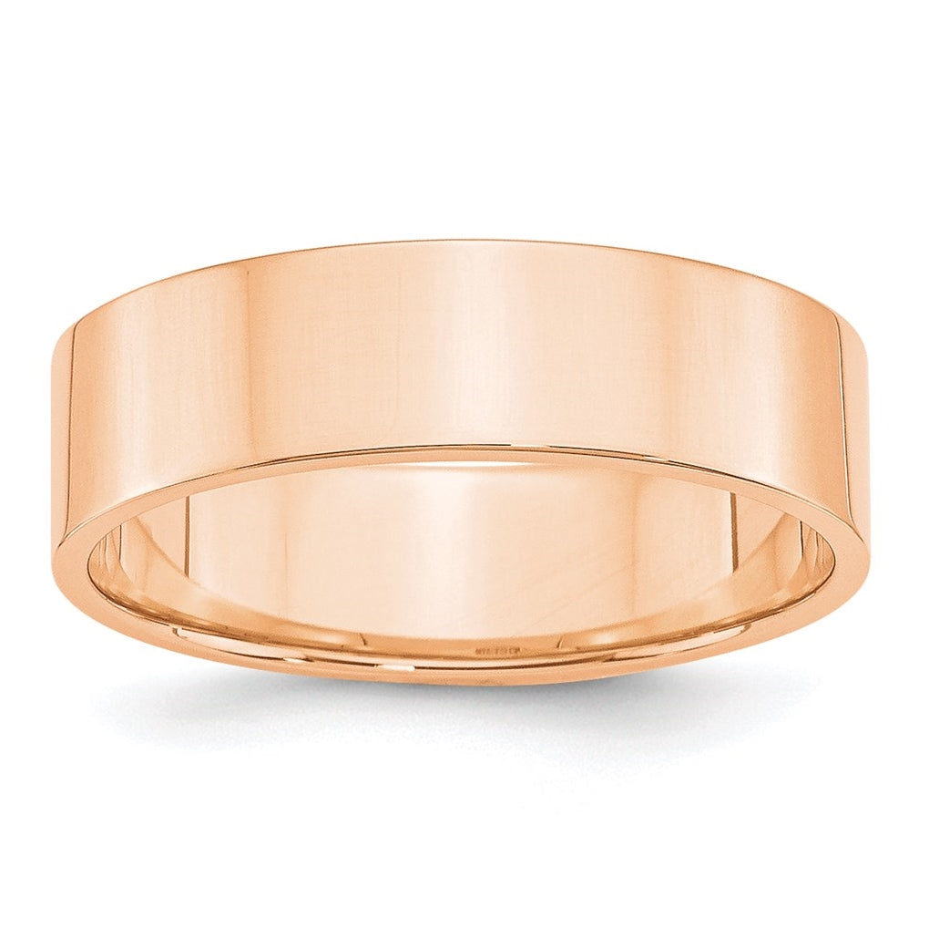 10k Rose Gold 6mm Lightweight Flat Wedding Band Size 5