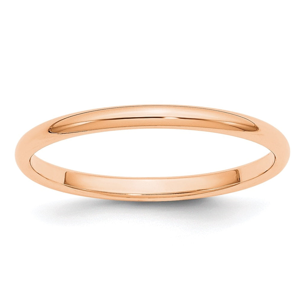 10k Rose Gold 2mm Half Round Wedding Band Size 5.5