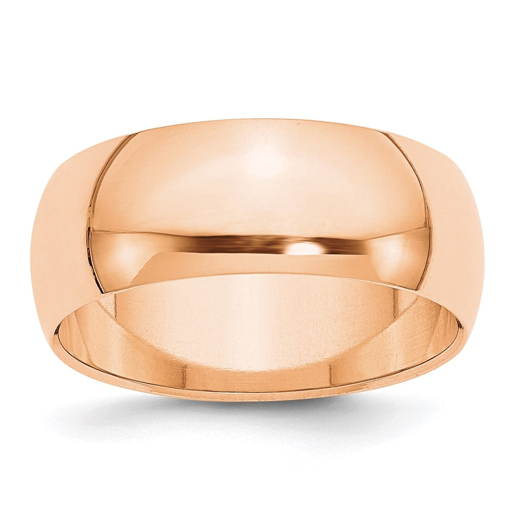 10k Rose Gold 8mm Half Round Wedding Band Size 4