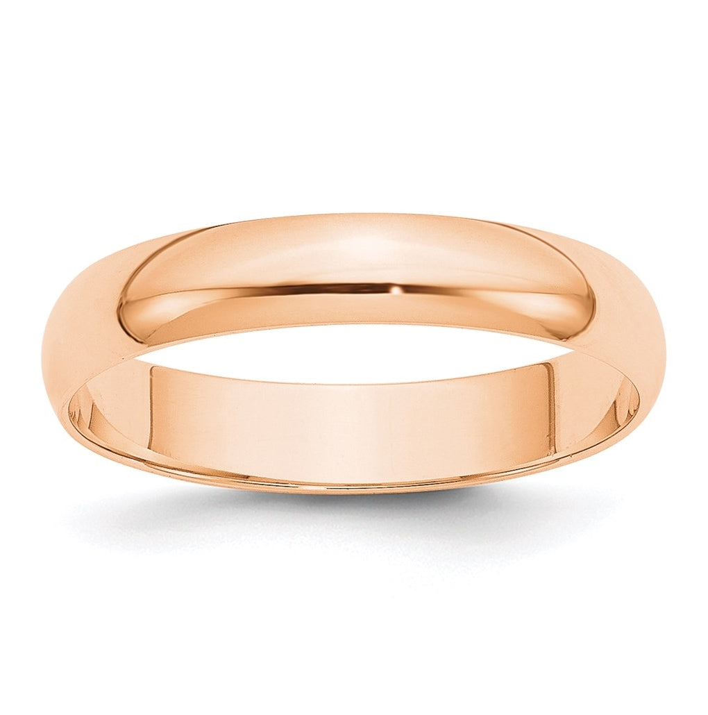 10k Rose Gold 4mm Lightweight Half Round Wedding Band Size 4.5
