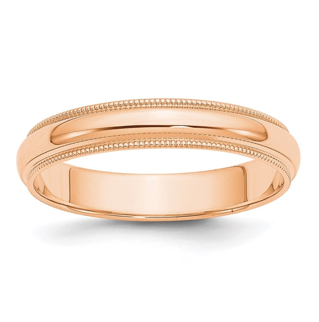 10k Rose Gold 4mm Milgrain Half Round Wedding Band Size 4.5
