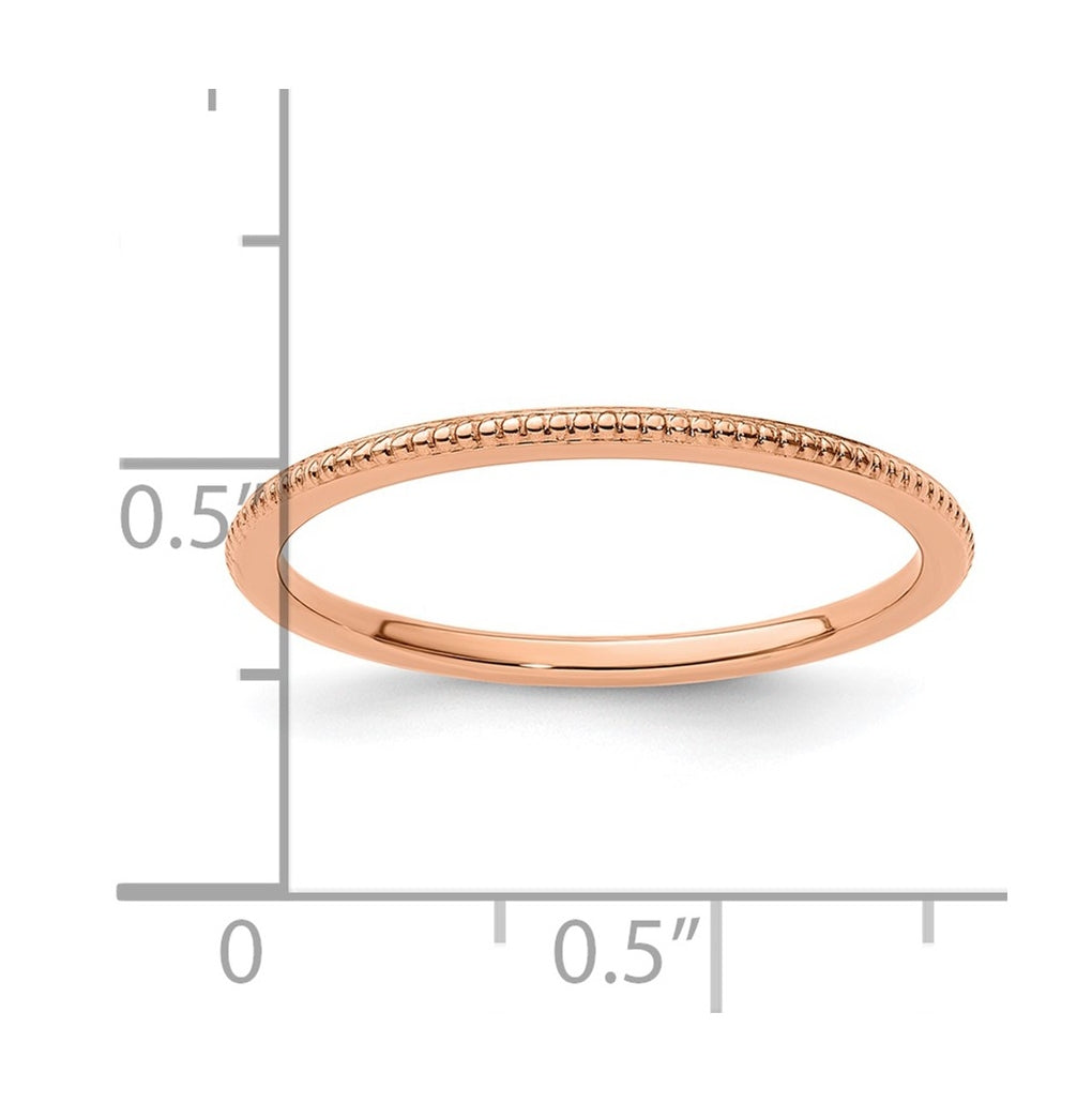 10k Yellow Or White Or Rose Gold 1.2mm Beaded Stackable Band