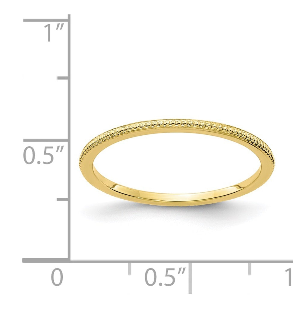 10k Yellow Or White Or Rose Gold 1.2mm Beaded Stackable Band