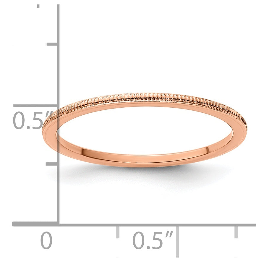 10K Rose Gold 1.2mm Milgrain Stackable Band Size 5.5