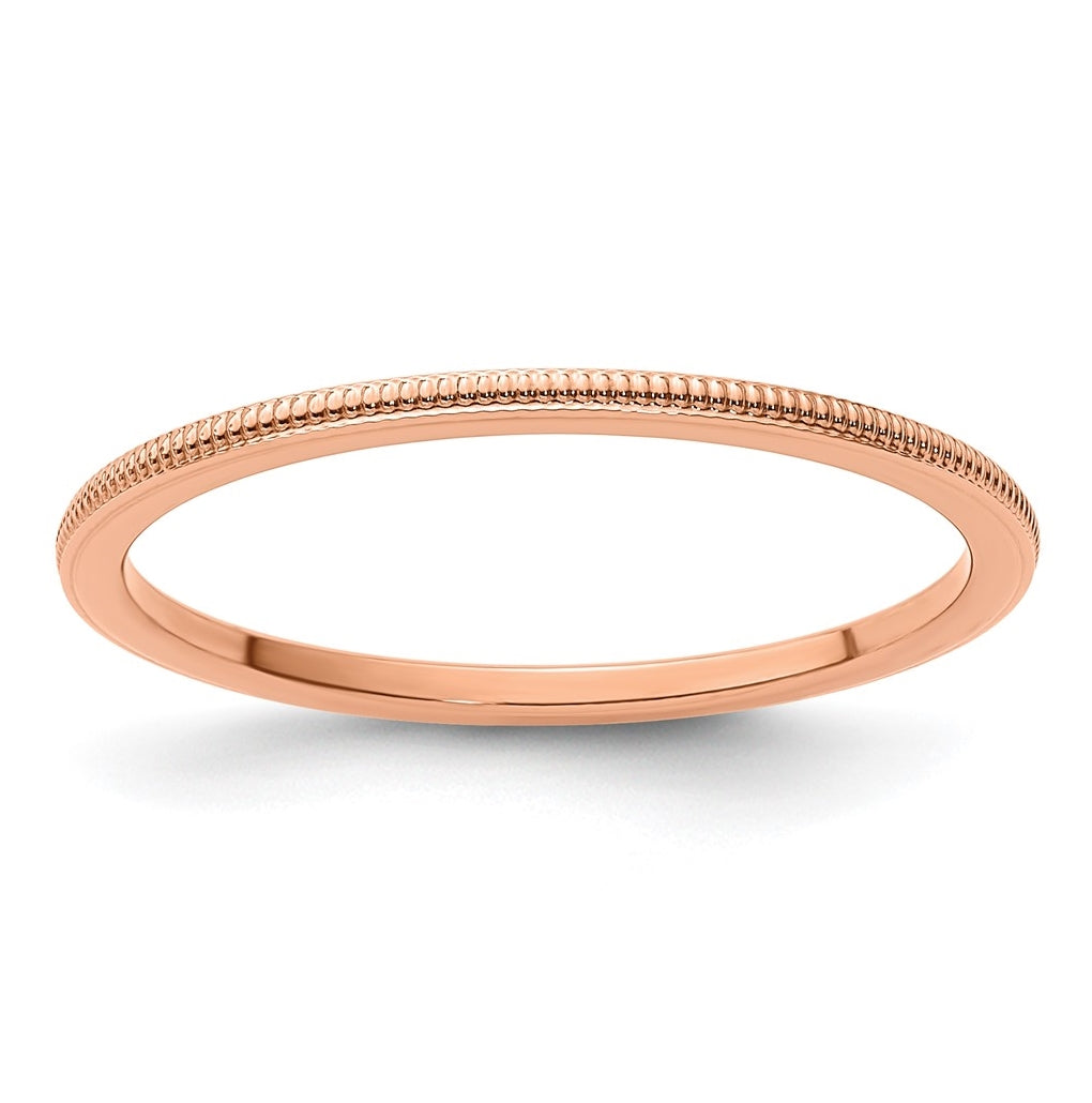 10K Rose Gold 1.2mm Milgrain Stackable Band Size 5