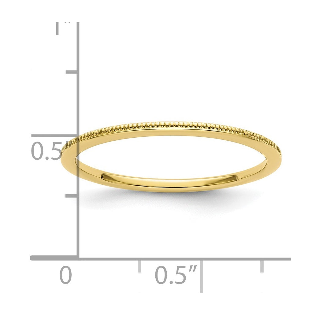 10k Yellow Or White Or Rose Gold 1.2mm Milgrain Stackable Band