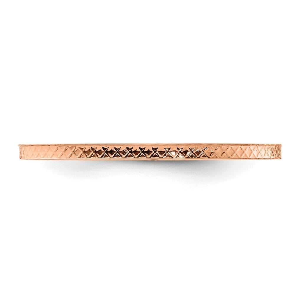 10k Yellow Or White Or Rose Gold 1.2mm Criss-Cross Pattern Stackable Band
