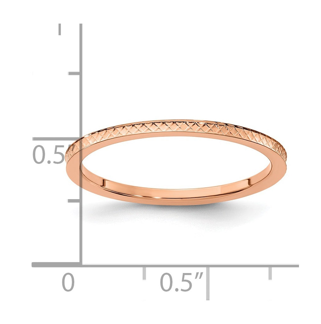10k Yellow Or White Or Rose Gold 1.2mm Criss-Cross Pattern Stackable Band
