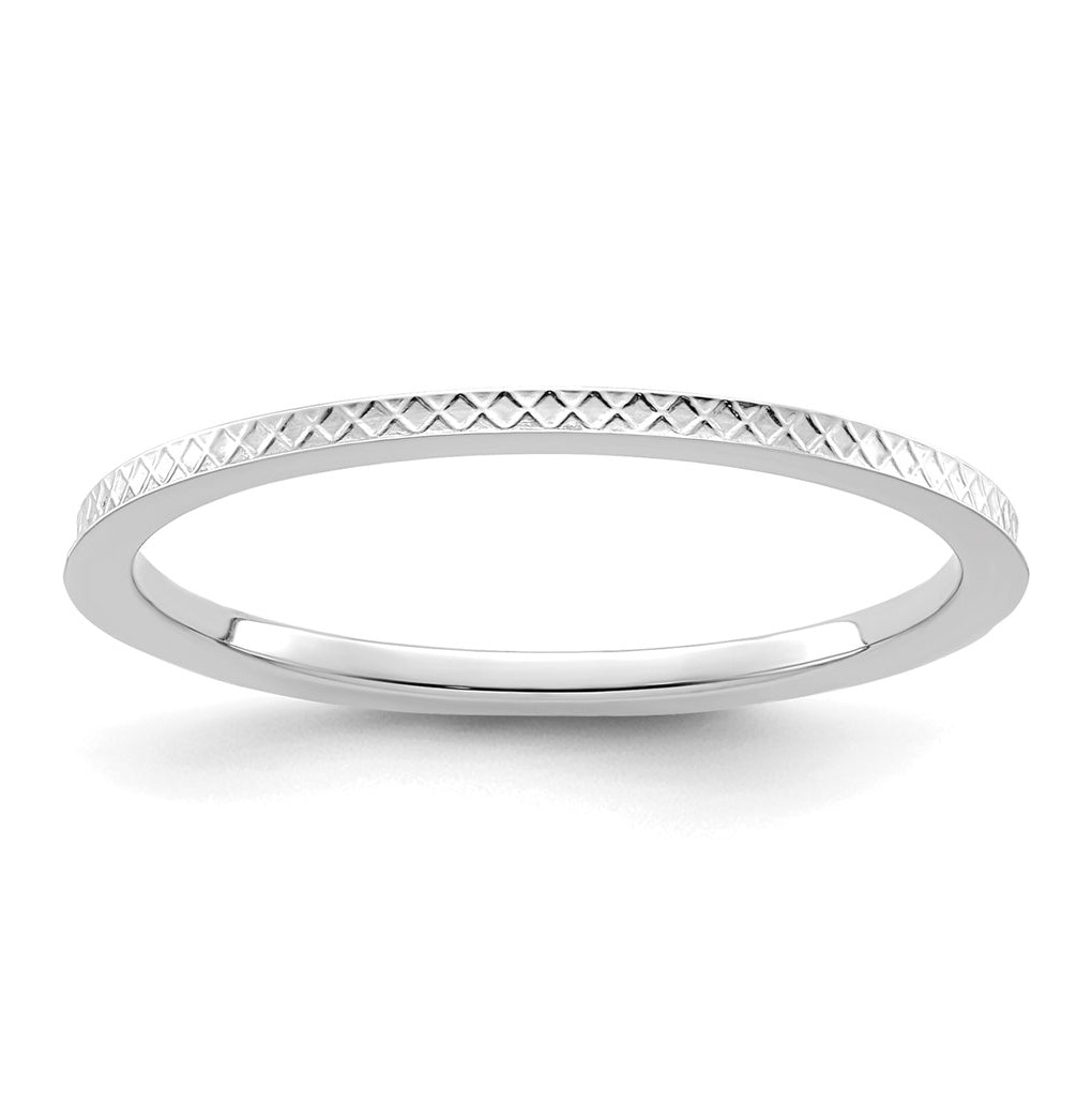 10k Yellow Or White Or Rose Gold 1.2mm Criss-Cross Pattern Stackable Band