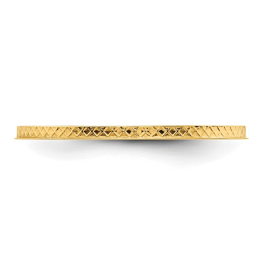 10k Yellow Or White Or Rose Gold 1.2mm Criss-Cross Pattern Stackable Band