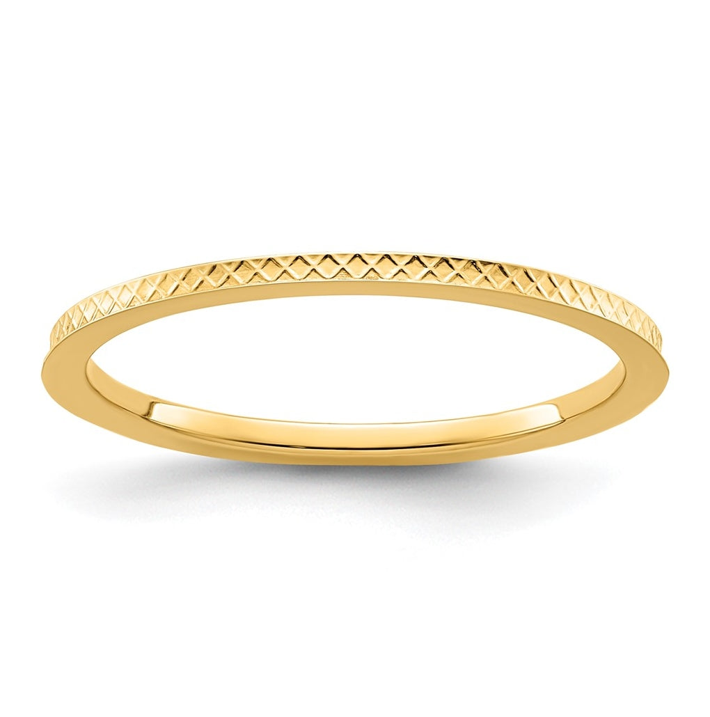 10k Yellow Or White Or Rose Gold 1.2mm Criss-Cross Pattern Stackable Band
