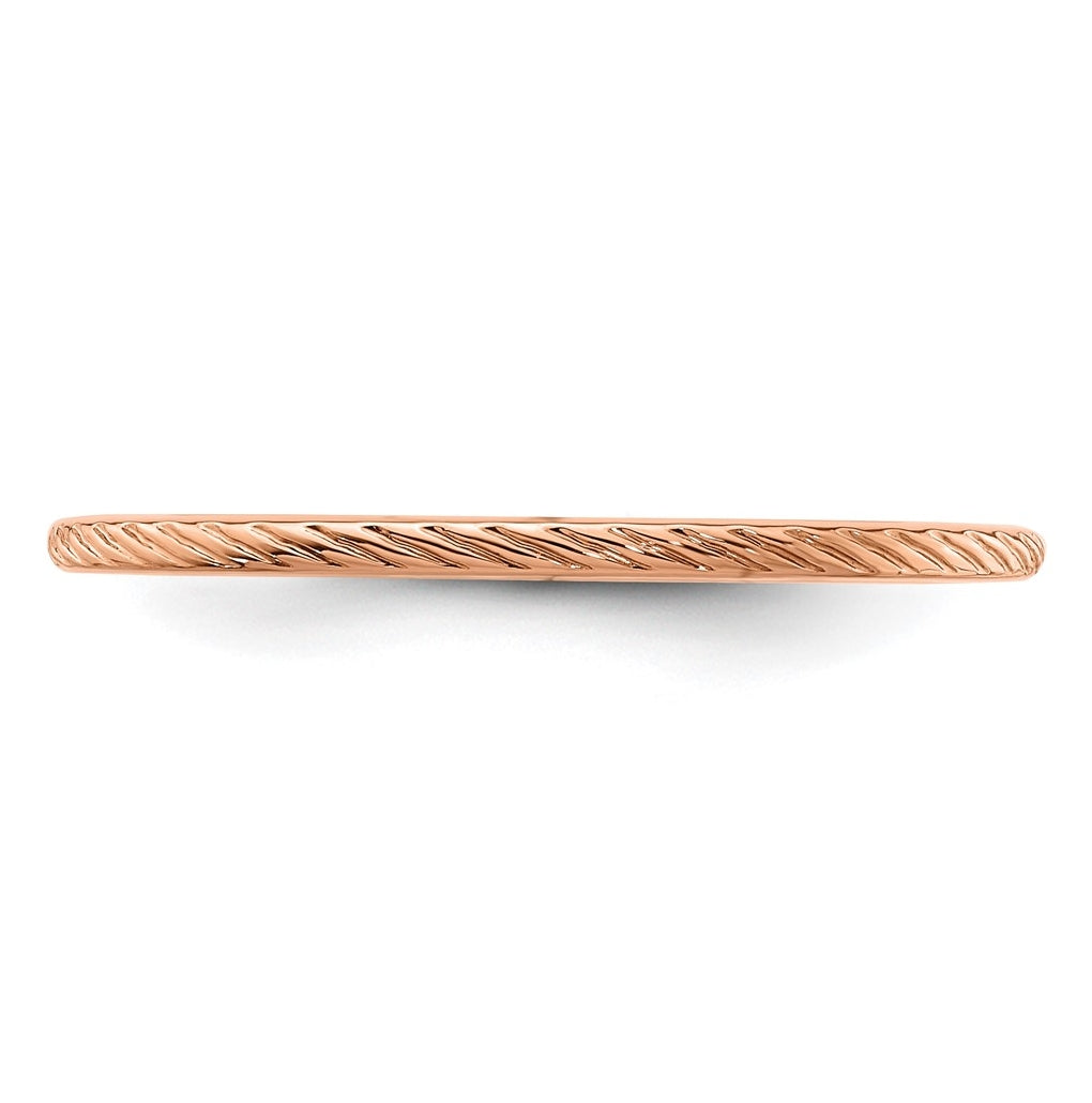 10k Yellow Or White Or Rose Gold 1.2mm Twisted Wire Pattern Stackable Band