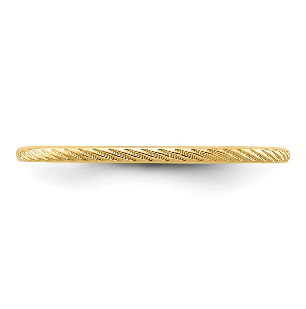 10k Yellow Or White Or Rose Gold 1.2mm Twisted Wire Pattern Stackable Band