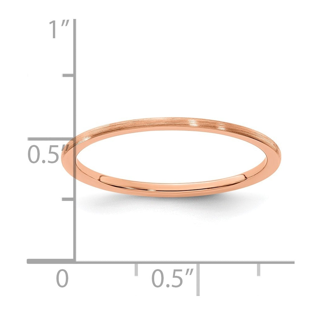 10K Yellow Or White Or Rose Gold 1.2mm Half Round Satin Stackable Band Size 4.5