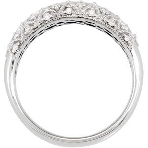 14K White Gold Round Polished 1/2 Ctw Natural Diamond Ring Size 7
