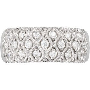 14K White Gold Round Polished 1/2 Ctw Natural Diamond Ring Size 7