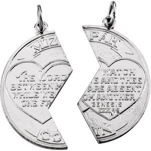 Sterling Silver Left Polished Mizpah Coin Pendant