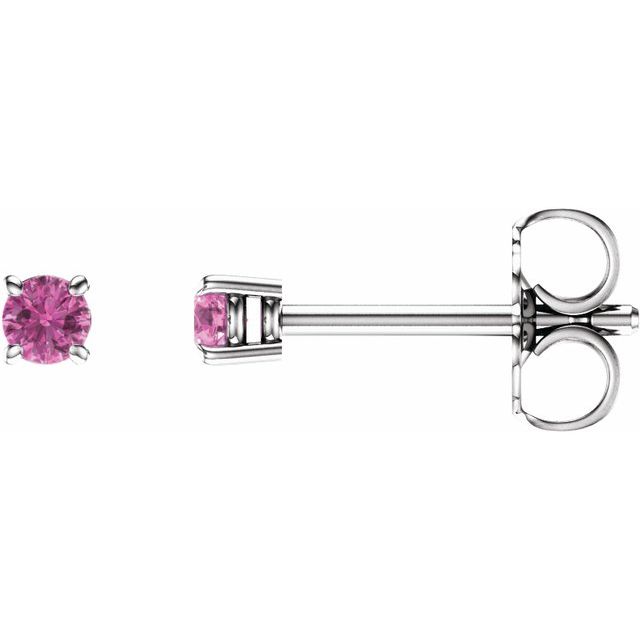 14K Yellow Or White Or Rose Gold Or Sterling Silver Or Platinum Round Friction 4-Prong Natural Gemstone Stud Earrings