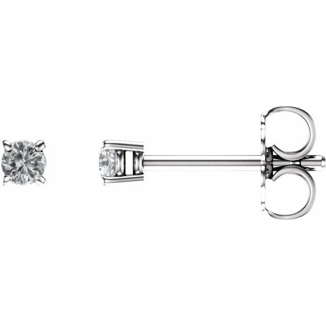 14K Yellow Or White Or Rose Gold Or Sterling Silver Or Platinum Round Friction 4-Prong Natural Gemstone Stud Earrings