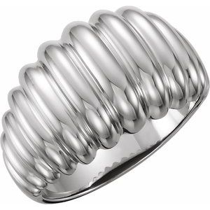 14K White Gold Polished Dome Ring Size 7