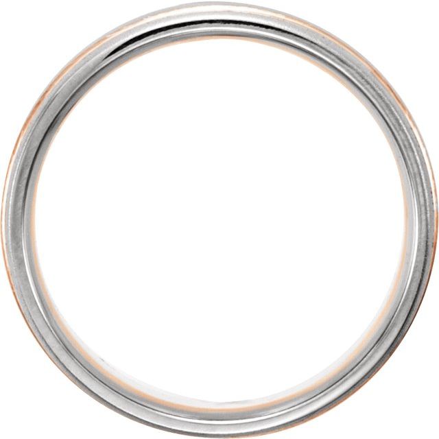 14K White/Rose Gold Polished Grooved Comfort-Fit Band With Bead Blast Finish, Size 14.5
