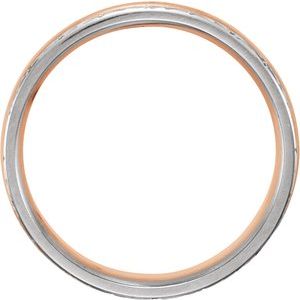 14K White/Rose/White Gold 6 Mm Polished Design-Engraved Comfort-Fit Band Size 10