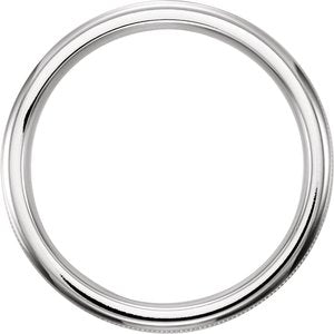 14K White Gold 6 Mm Polished Milgrain Flat Edge Band Size 10