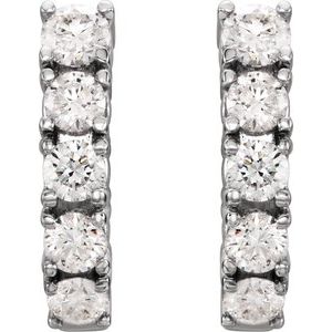 14K White Gold Round 3.6 Mm 1 1/2 Ctw Lab Grown Diamond J-Hoop Earrings