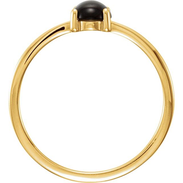 14K Yellow Gold Oval 8 X 6 Mm Polished Natural Onyx Cabochon Ring, Size 7