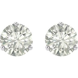 14K White Gold Round Shape 8 Mm Forever One Colorless Lab-Grown Moissanite 3-Prong Stud Earrings