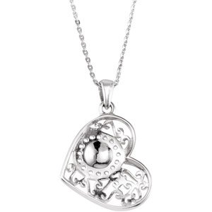 Sterling Silver Round 1.5 Mm Handprints Girl Necklace, Length: 18 In