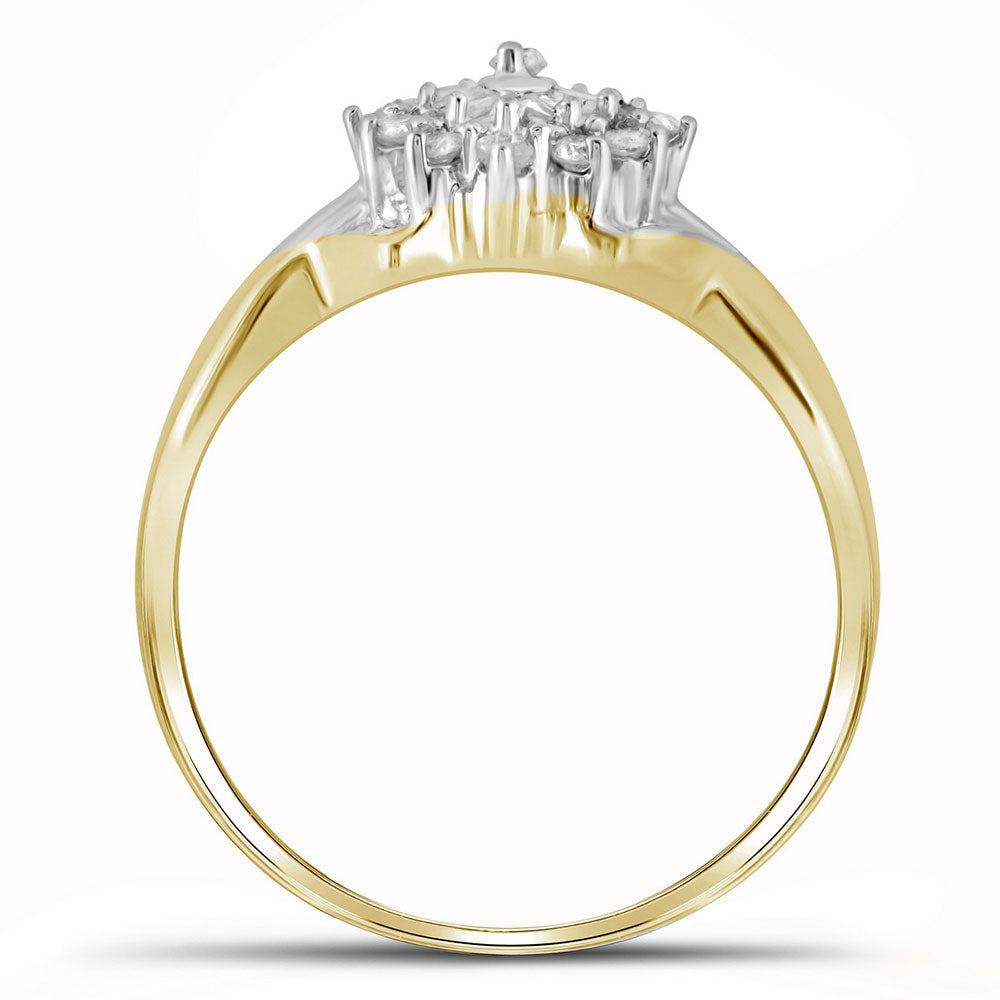 10K Yellow Gold Womens Round Diamond Cluster Ring 1/4 Cttw, Womens Size: 5-10