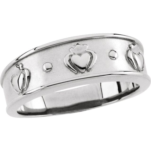 Sterling Silver 8.25 Mm Polished Claddagh Band, Size 11
