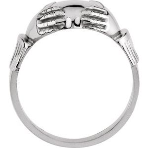 10K White Gold Round Polished Claddagh Band Mounting Size 11