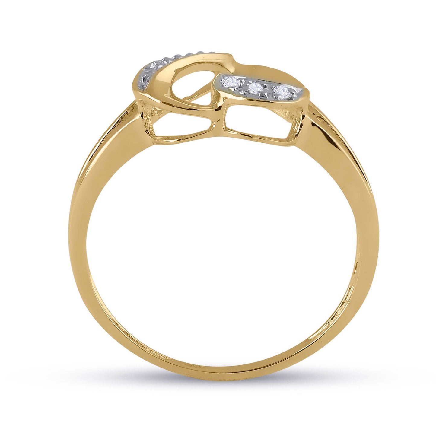 10K Yellow Gold Womens Round Diamond Heart Ring 1/20 Cttw, Womens Size: 5-10