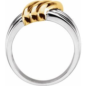 10K White/Yellow Gold Polished Criss-Cross Ring Size 7