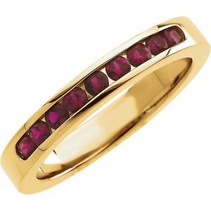 14K Yellow Gold Round 1.7 Mm Natural Ruby Anniversary Band Size 7