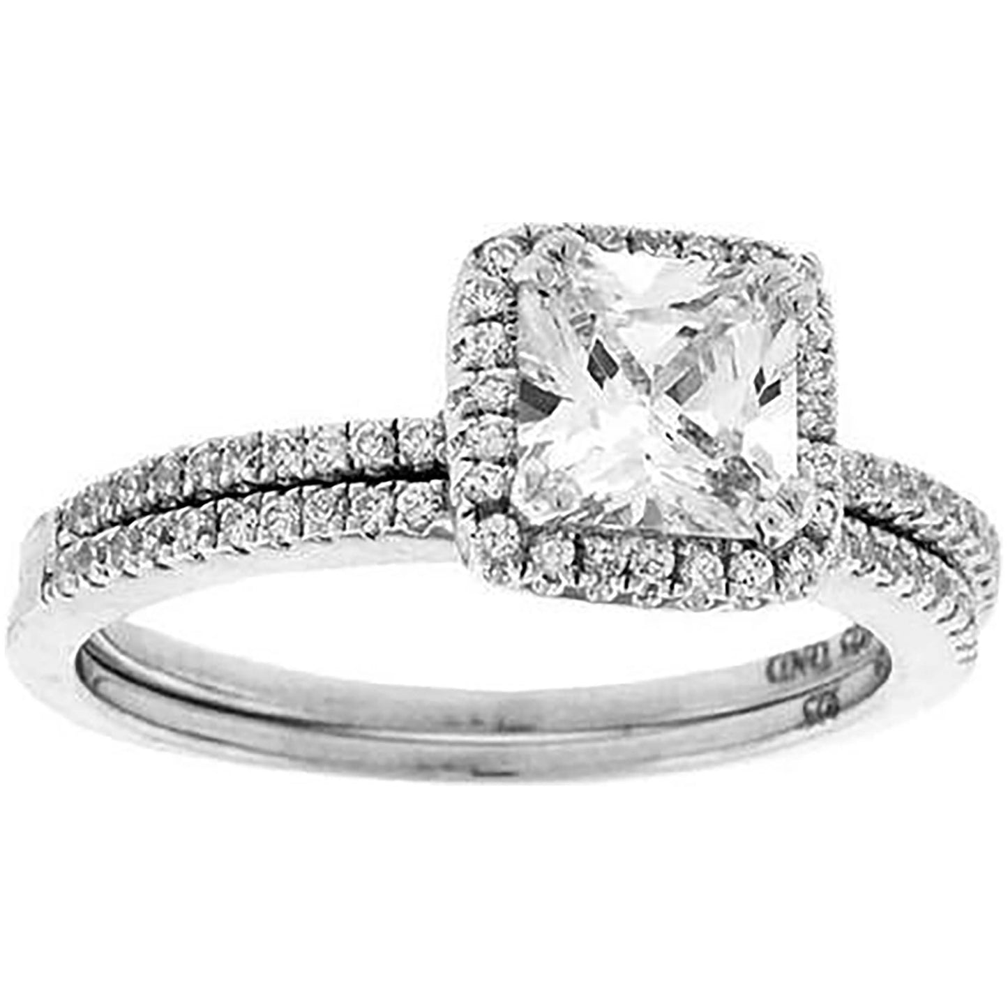 Sterling Silver Women's Princess Cut Cubic Zirconia Square Head Bridal Anniversary Engagement Wedding Ring