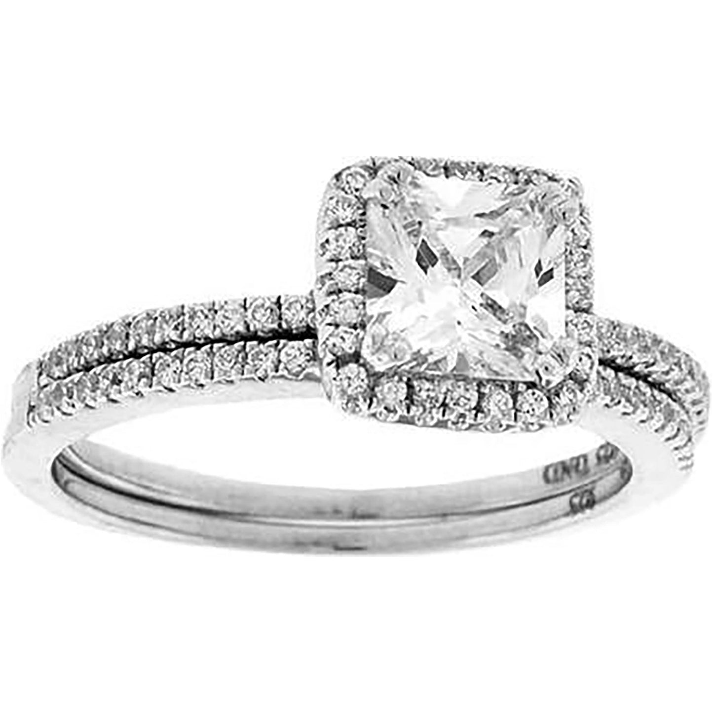 Sterling Silver Women's Princess Cut Cubic Zirconia Square Head Bridal Anniversary Engagement Wedding Ring
